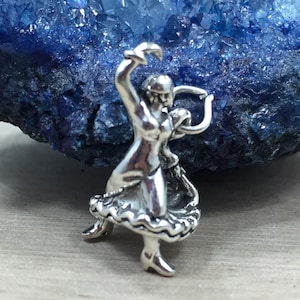 Flamenco Dancer Charm, 3D Flamenco Dancer Charm, Dance Charm, Dance Pendant, Sterling Silver, PS0695