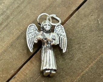Angel Charm, Angel Pendant, Sterling Silver Angel, Angel Cut Out Charm, Guardian Angel Charm, Circle Angel Charm, Necklace Pendant