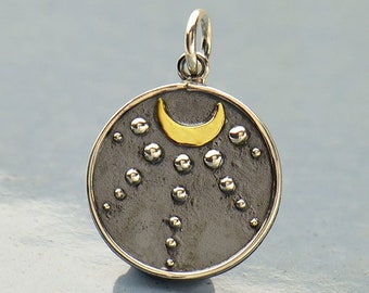 Moon Charm, Moon Beam Charm, Talisman Charm, Moon Charm, Moon Pendant, Celestial Charm, Sterling Silver, Moon Charm