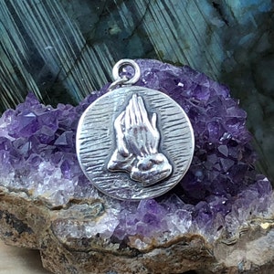 Praying Hands Charm, Praying Charm, Religious Charm, Christian Charm, Sterling Silver Charm, Sterling Silver Pendant, PS1417