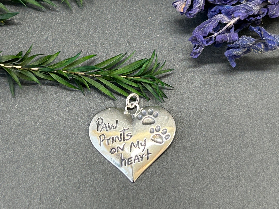 Gnoce Sterling Silver Dog Paw Charm | "Your Paw Prints On My Heart" Bracelet/Necklace Charm For Pet Lovers