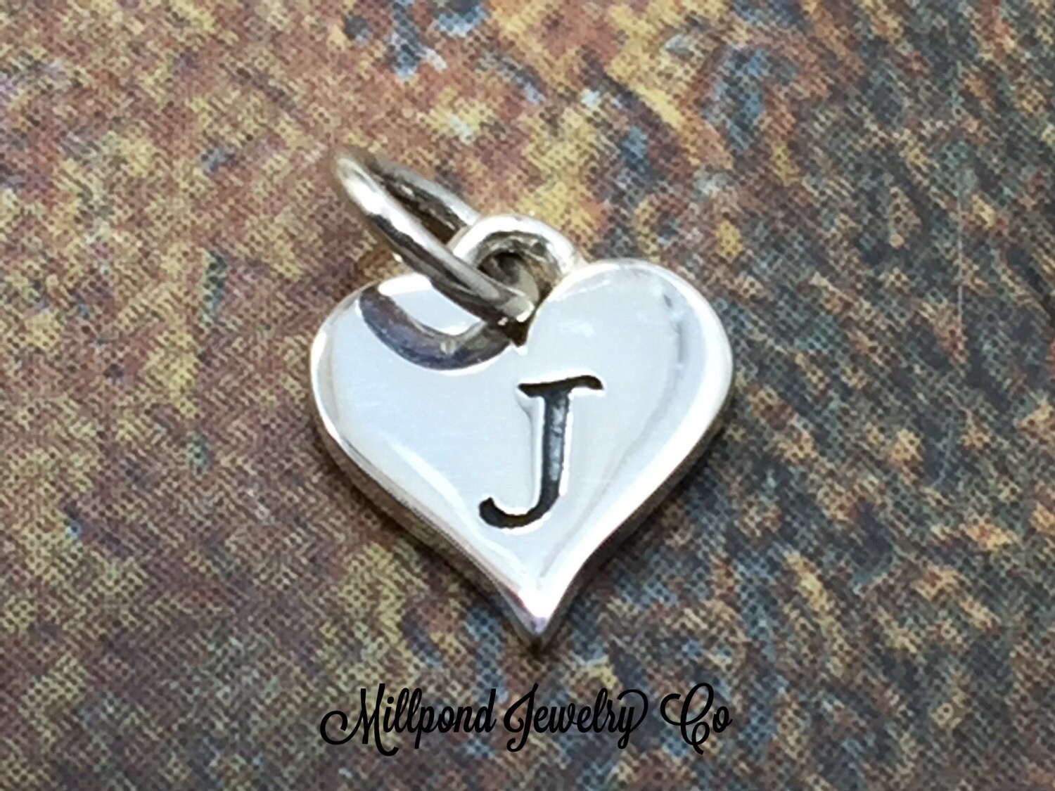 Initial Charm, Letter Charm, J Charm, Letter J Charm, Heart Letter Ch…