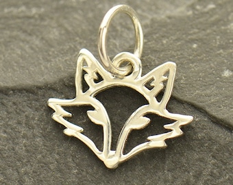 Fox Charm, Sterling Silver Fox Charm, Animal Lover Charm, Zoo Charm, Animal Lover Gift, Flat Fox Charm