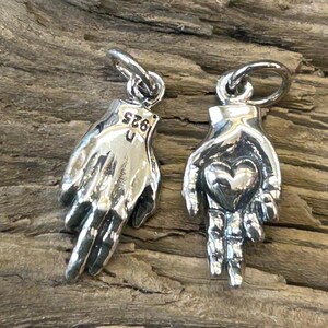 Hand Holding Heart Charm, Heart In Hand Charm, Heart Charm, Hand Charm, Sterling Silver, ONE Piece