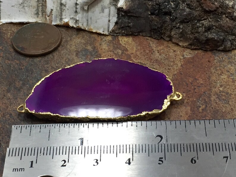 Gold Plated Geode Connector Dyed Geode Druzy Connector PG2614M Occo Agate Connector Stalactite Connector Oco Connector Pink