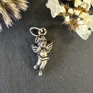 Angel Charm, Angel Pendant, Sterling Silver Angel, Angel Cut Out Charm, Guardian Angel Charm, Circle Angel Charm, Necklace Pendant