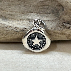 Sterling Silver Small Wax Seal Star Coin Charm, Star Coin Charm, Star Charm, Star Pendant, Sterling Silver Charm