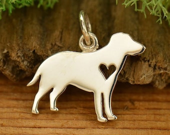Labrador Silhouette Charm, DLabrador Charm, Sterling Silver Labrador Charm, Animal Lover Charm, Animal Lover, Animal Charm, PS01488