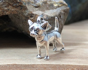 Chihuahua Charm, Chihuahua Pendant, Chihuahua Lover, Dog Lover, Dog Charm, Sterling Silver Charm, Sterling Silver Pendant