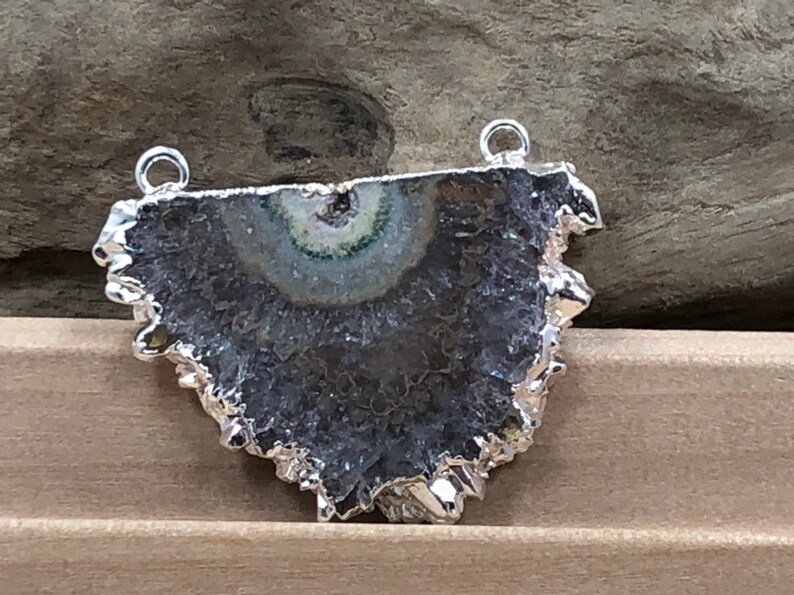 Stalactite Pendant Silver Plated Pendant Stalactite Connector B2 Amethyst Connector Amethyst Pendant Amethyst Stalactite Connectors