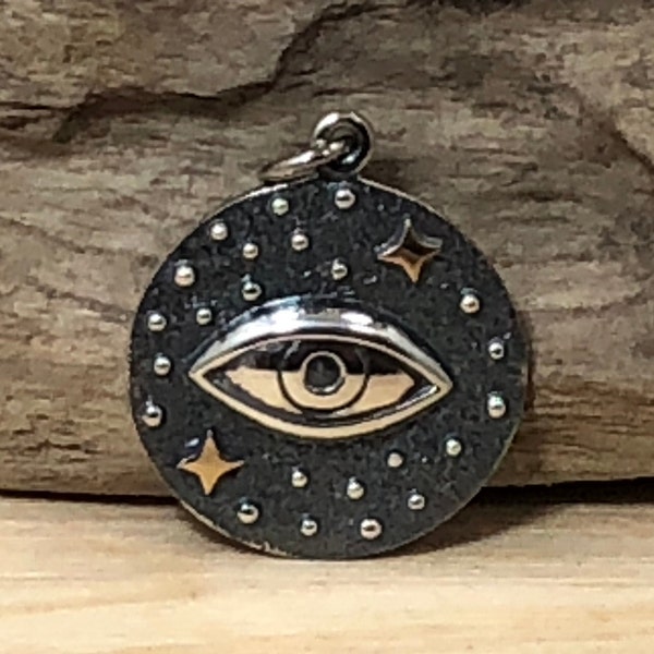 Cosmic Eye Charm, All Seeing Eye Charm, All Seeing Eye Pendant, Sterling Silver Charm, Talisman Charm, Charm Mystical Charm, Silver, Bronze