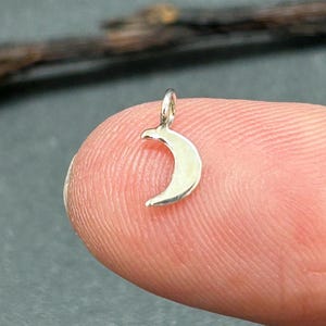 TEENY TINY Flat Moon Dangle, Small Moon Dangle Bead, Crescent Moon Dangle Bead, Sterling Silver Moon Bead, Tiny, 1 Piece