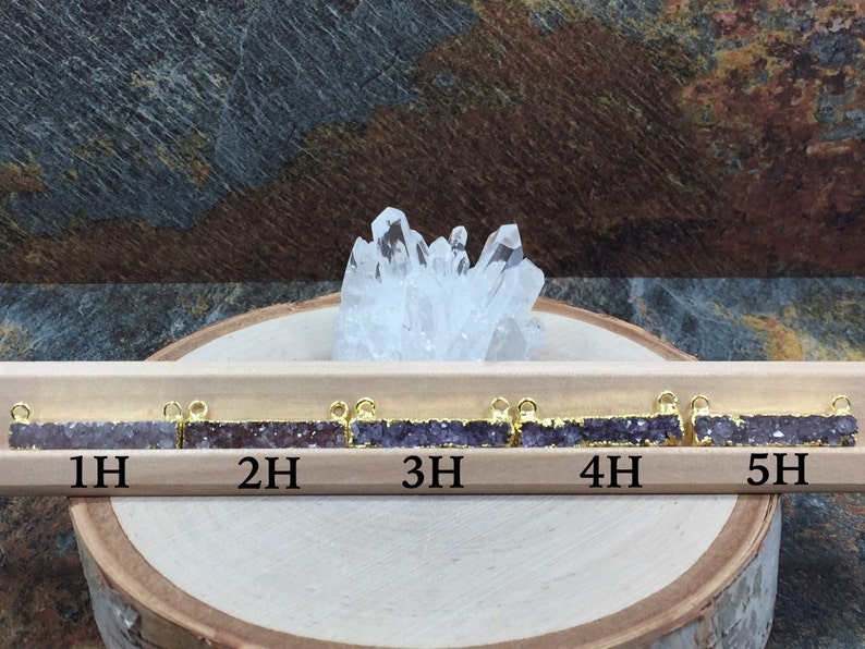PG0924H Bar Connector 18K Gold Plated Connector Natural Purple Druzy Bar Connector Druzy Rectangle Connector Druzy Stick Connector