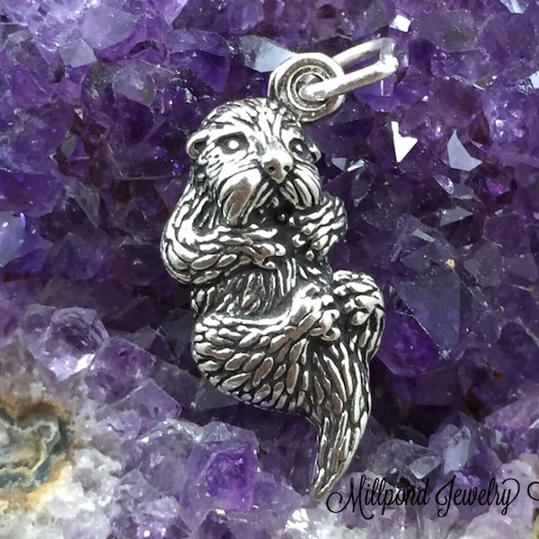 Otter Charm, Otter Pendant, Water Charm, River Charm, Beach Charm, Sterling Silver, PS0687