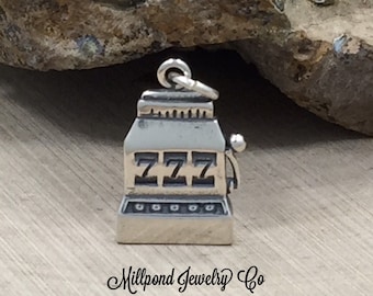 Slot Machine Charm, Las Vegas Charm, Nevada Charm, Gambling Charm, Las Vegas Pendant,  Casino Charm, Sterling Silver Charm