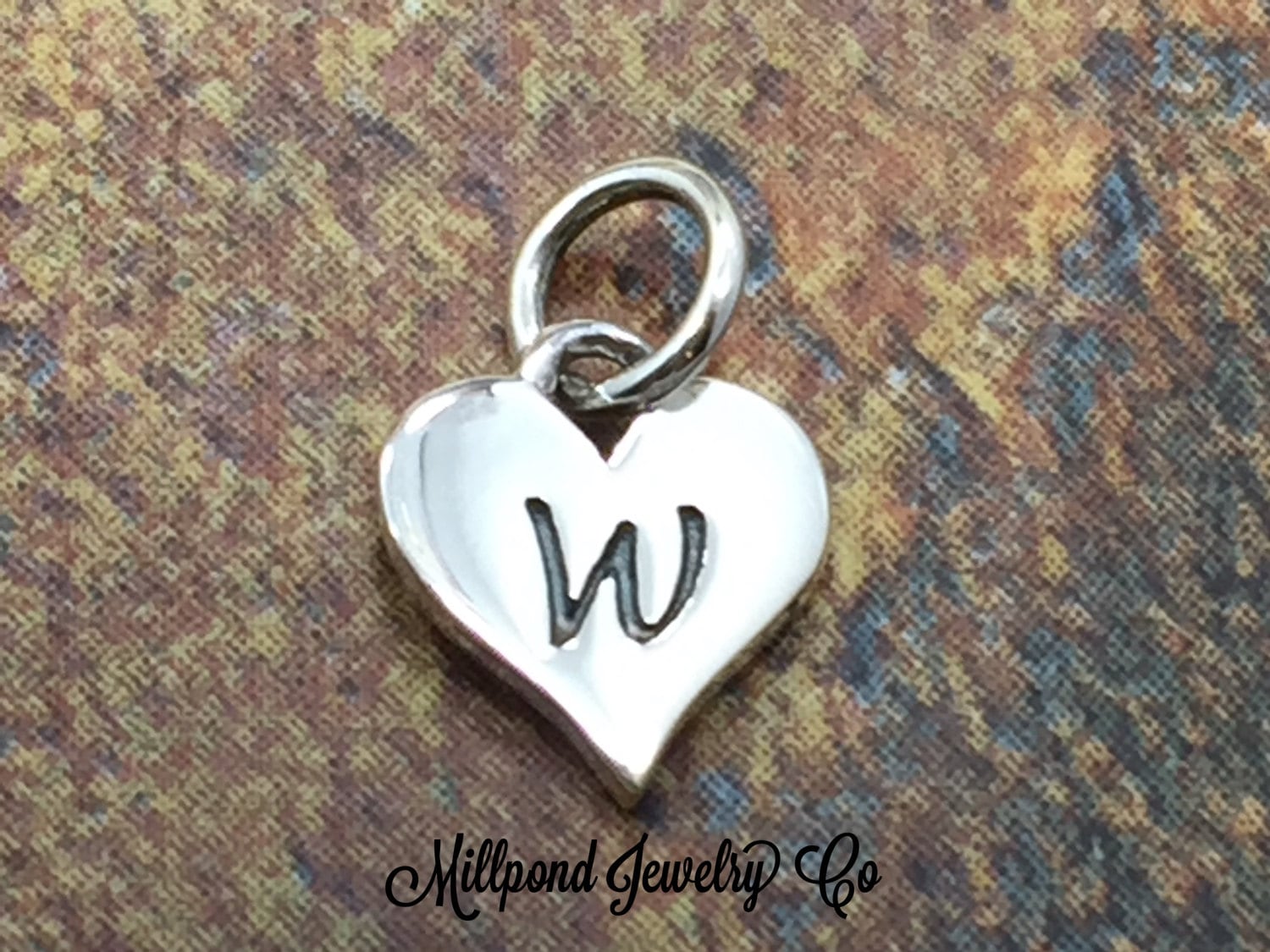 Initial Charm Letter Charm W Charm Letter W Charm Heart Letter Charm Alphabet Charm Sterling Silver