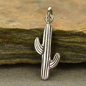 Cactus Charm, Saguaro Cactus Charm, Desert Charm, Desert Pendant, Sterling Silver, Larger Size