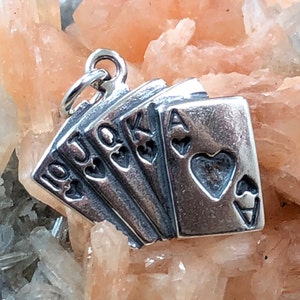 Hand of Cards Charm, Poker Charm, Gambling Charm, Playing Cards Charm, Gamble Charm, Card Game Charm, Sterling Silver, Casino Charm, PS4233