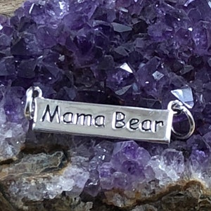 Mama Bear Charm, Bear Pendant, Sterling Silver Charm, Sterling Silver Pendant, Mama Bear Bar, Mama Bear Tag