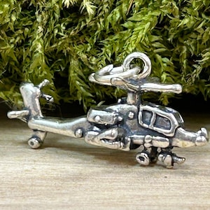 Helicopter Charm, Helicopter Pendant, Travel, Aviation Charm, Sterling Silver Charm