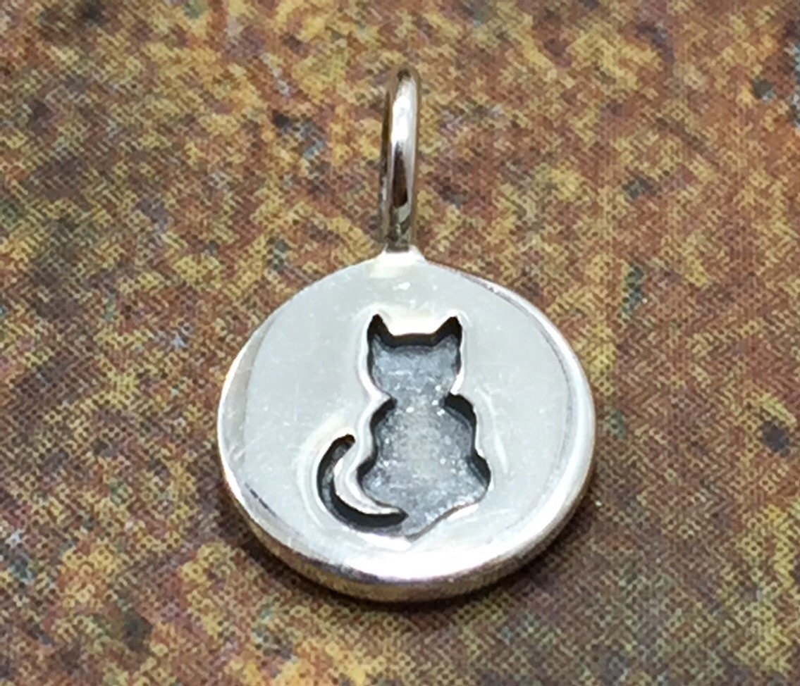 Cat Charm, Halloween Cat Charm, Black Cat Charm, Halloween Charm, Sterling Silver Charm