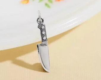 Sterling Silver Kitchen Knife Charm, Knife Charm, Butcher Kniie Charm, Knife Charm, Kitchen Charm, Cook Charm, Cook Gift