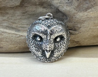 Sterling Silver Barn Owl Face Charm, Owl Charm, Realistic Owl Charm, Sterling Silver Owl Charm, Owl Pendant, Barn OwlCharm
