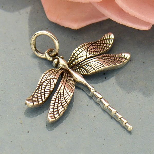 Dragonfly Charm, Sterling Silver Large Detailed Dragonfly Charm, Sterling Silver Dragonfly Charm,  Realistic Dragonfly Charm