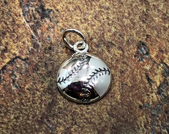 Sterling Silver Baseball Charm, Baseball Charm, Baseball Player Gift, Sports Fan Charm, Sports, Small Charm