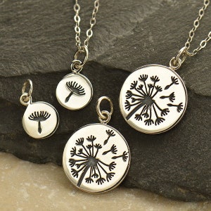 Dandelion Charm Set, Dandelion Mother and Child Charms, Mother Child Dandelion Charm Set, Sterling Silver, CHAINS NOT INCLUDED