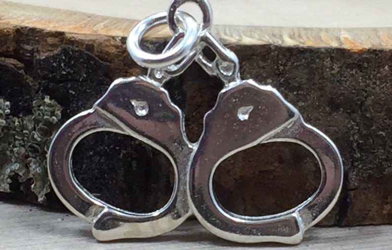 Police Charm Police Handcuffs Sterling Silver Pendant Sterling Silver Charm Handcuffs Charm PS31109