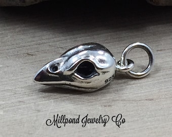 Sparrow Skull Charm, Bird Skull Charm, Western Steer Charm, Cowboy Charm, Cowboy Pendant, Western Charm, Sterling Silver Charm