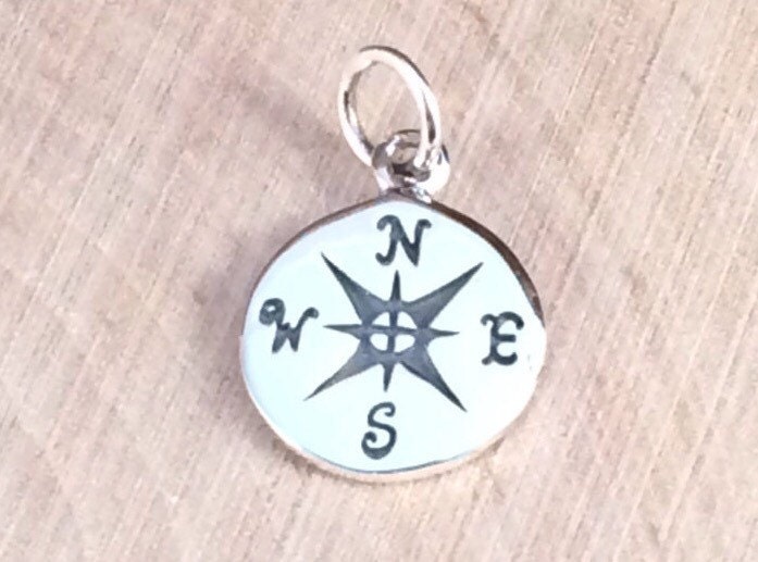 Compass Charm, Compass Pendant, Sterling Silver Charm, Silver Compass, Necklace Charm, Nautical Charm, Nautical Pendant, One Piece