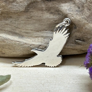 Flying Eagle Charm, Soaring Eagle Charm, Flat Eagle Charm, Eagle Charm, Sterling Silver, PS01635