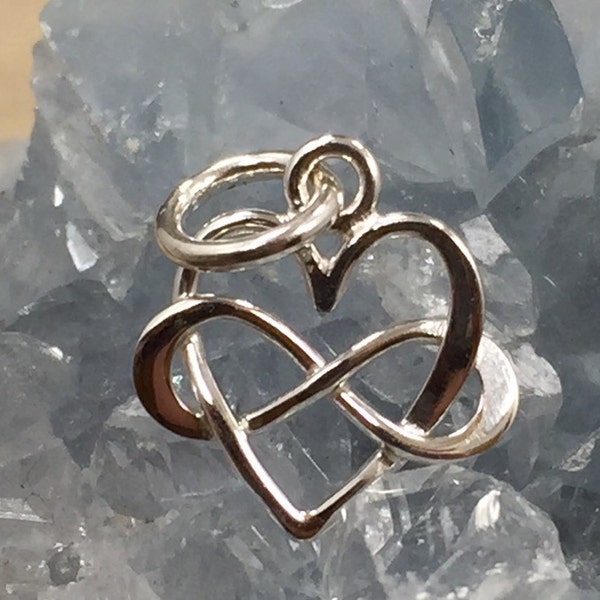 Infinity Heart Charm, TINY Infinity Heart Charm, Heart Charm, Infinity Link, Infinity Connector, Infinity Pendant, Sterling Silver, PS01389