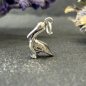 Pelican Charm, Pelican Pendant, Bird Charm, Bird Pendant, Beach Charm, Ocean Charm, Sterling Silver Charm, Sterling Silver Pendant