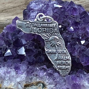 Florida Charm, Florida Pendant, Florida State Charm, Sterling Silver Florida Charm, Tallahassee Charm, Miami Charm, Palm Beach Charm