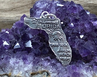 Florida Charm, Florida Pendant, Florida State Charm, Sterling Silver Florida Charm, Tallahassee Charm, Miami Charm, Palm Beach Charm