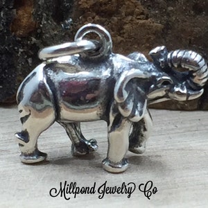 Elephant Charm, Elephant Pendant, Sterling Silver Elephant Charm, Pachyderm Charm, Jewelry Supplies, PS3168