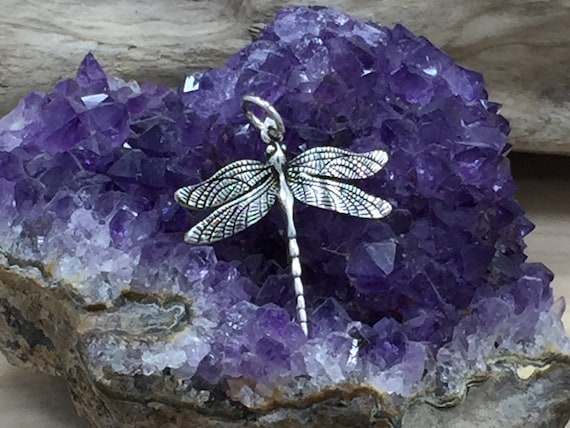 Dragonfly Charm, Sterling Silver Large Detailed Dragonfly Charm, Sterling Silver Dragonfly Charm,  Realistic Dragonfly Charm