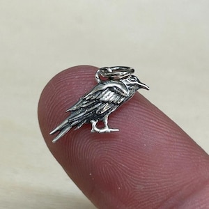 Raven Charm, Raven Pendant, Bird Charm, Bird Pendant, Sterling Silver Charm, Sterling Silver Pendant, PS01220