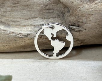 Globe Charm, Globe Pendant, World Charm, Earth Charm, Round Globe Cut Out Charm, Sterling Silver, Globe Trotter Charm