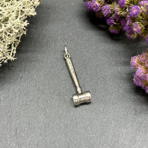 Gavel Charm, Law Charm, Lawyer Charm, Sterling Silver Charm