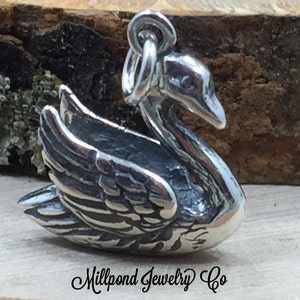 Swan Charm, Swan Pendant, Bird Charm, Sterling Silver Swan Charm, Gifts for Women, Gifts for Girls