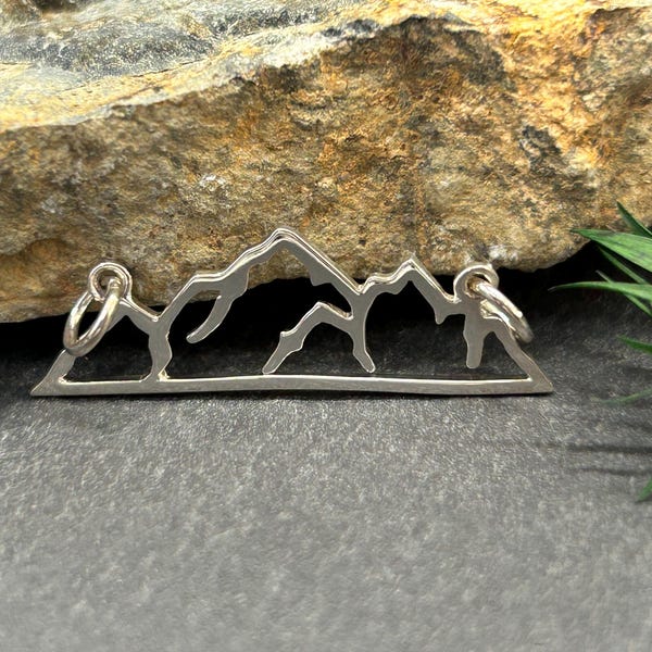 Mountain Range Charm, Mountain Charm, Mountain Range Festoon, Outdoors Charm, Sterling Silver Charm, Sterling Silver Pendant