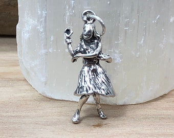 Hula Dancer Charm, Hula Dancer Pendant, Hawaii Charm, Hawaii Pendant,  Sterling Silver Charm, Sterling Silver Pendant, Beach Charm