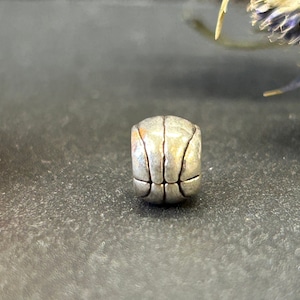 Basketball Spacer Bead, Sterling Silver Spacer Bead, Bracelet Bead, Necklace Bead, Dangle Bead Charm, Spacer Beads