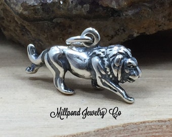 Lion Charm, Lion Pendant, Sterling Silver Charm, Sterling Silver Pendant, Zoo Charm, Animal Lover Charm