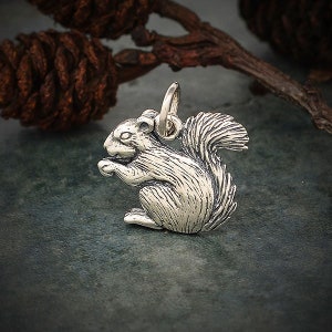 Squirrel Charm, Squirrel Pendant, Nature Charm, Animal Charm, Sterling Silver Charm, Woodland Charm, PS01231