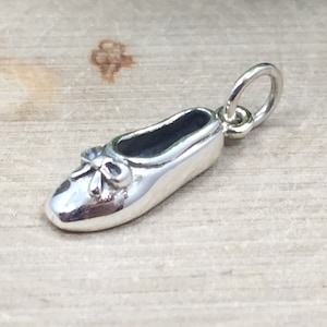 Ballerina Slipper Charm, Ballerina Slipper Pendant, 3D Ballerina Slipper Charm, Dance Charm, Ballet Charm, Sterling Silver, PS01290